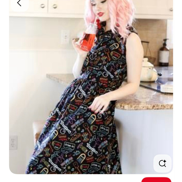 RETROLICIOUS Dresses & Skirts - Women's RETROLICIOUS Black Multicolor 50s Diner Print Sleeveless Dress 4X